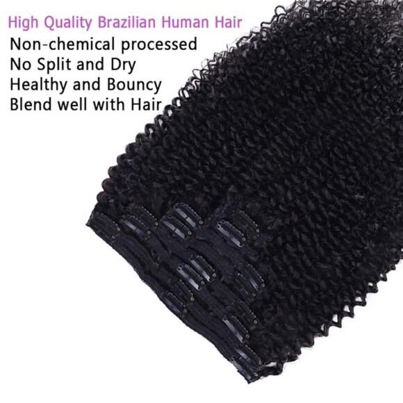 Curly Clip In Extension Human Hair 3C 4A Kinky Curly Clip Ins Full Head